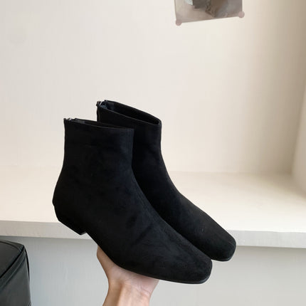 Women's Elegant Low-Heeled Chelsea Boots 2025 New Boots Autumn and Winter Thick-Heeled Women's Short Boots with Skirts Slim Boots