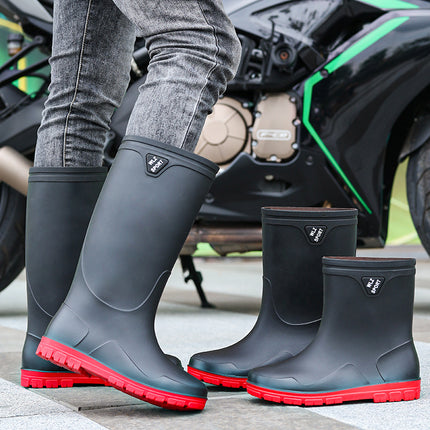 New Thickened High-Tube Men's Waterproof Non-Slip Warm Outdoor Fishing Rubber Boots with Drawstring