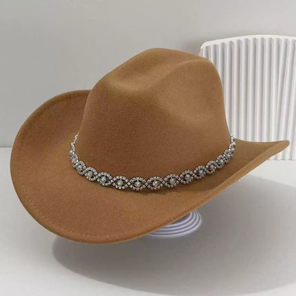 Solid Color Light Board Felt Western Cowboy Hat Outdoor Autum Hat Women's Simple French Hat Men's High-End