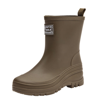 Cross-Border New Mid-Calf Rain Boots for Women, Suitable for Outdoor Wear, Car Washing, Waterproof, Kitchen Work, Non-Slip, Soft-Soled Rubber Shoes