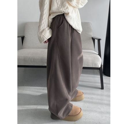 [baby velvet] autumn and winter new fleece-lined thickened banana pants women's embroidered machete pants pants fashion casual pants pants