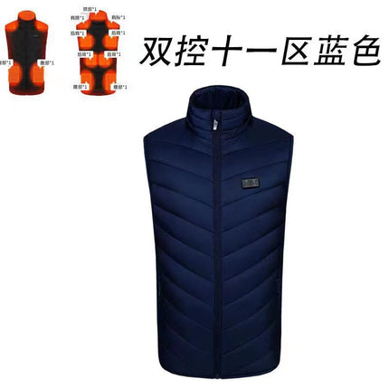 Factory Direct Sales Cross-Border New Smart Heating Vest Winter Constant Temperature Electric Heating Cotton Clothing Casual Stand-Up Collar Warm for Men and Women