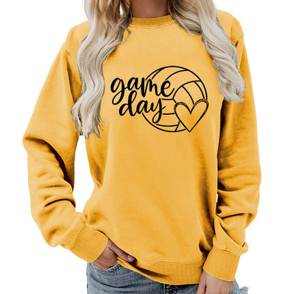 Cross-border supply of foreign trade in Europe and the United States game day printed round neck women's jacket sweater coat European size plus size