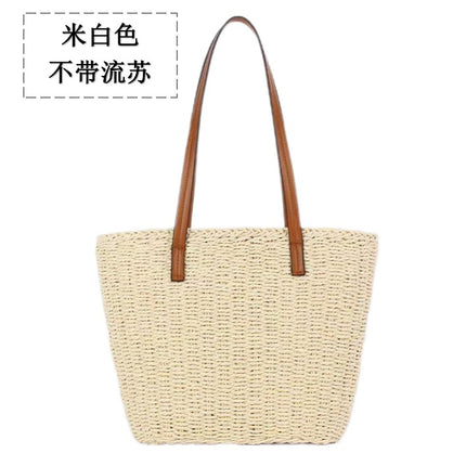 New Versatile Straw Bag, Large Capacity Handmade Woven Bag, Vacation Beach Bag, Vegetable Basket, Women's Bag, Shoulder Tote Bag