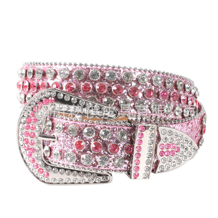 Women's Belt with Rhinestone Inlay Decoration, Versatile for Jeans, Bbsimon Belt Manufacturer Wholesale, Personalized and Trendy