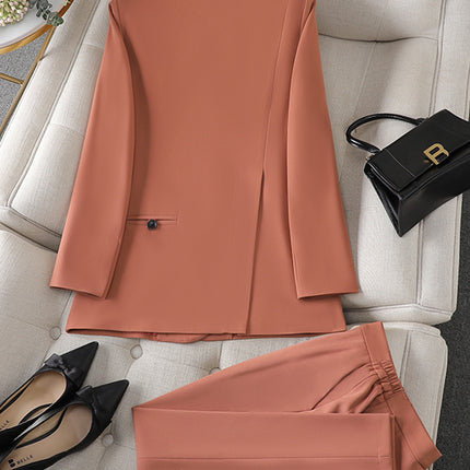 Cross-Border Military Green Suit Set for Women, Long-Sleeved, Goddess Style, High-End Casual Petite Suit Set, Workwear