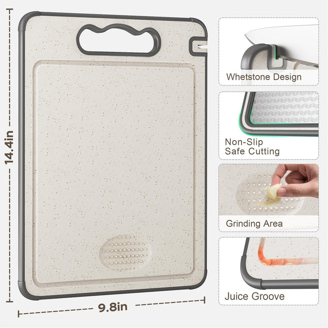Amazon Cross-border Explosions Stainless Steel Wheat Straw Double-sided Cutting Board Thickened Anti-skid Cutting Board Cutting Board Source Factory