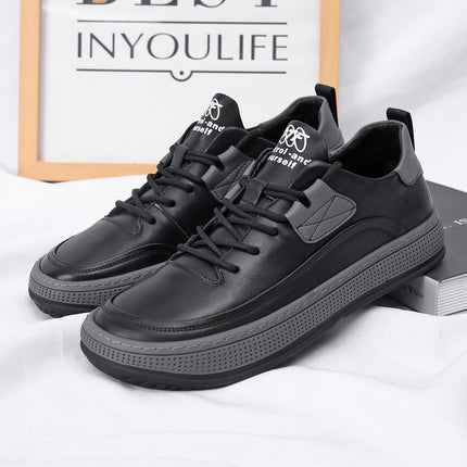 2024 Autumn Men's Genuine Leather Sneakers, Top Layer Cowhide Men's Clown Shoes, Men's Casual Shoes, Breathable, Shock-Absorbing, Comfortable