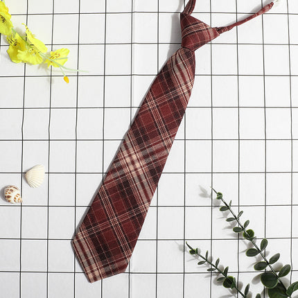 JK Small Tie Women's College Style Lazy Japanese Style Plaid Uniform Shirt Tie Student ins Men's and Women's Short Free Tie