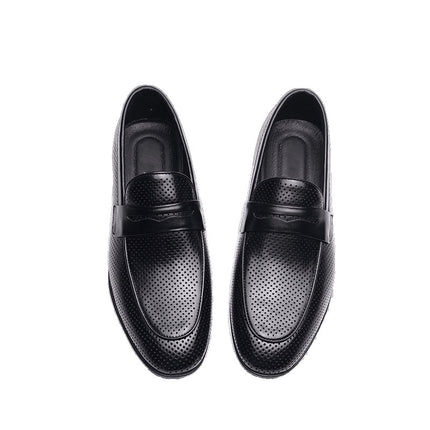 Tiktok Hot-Selling Summer Breathable Hollow Leather Shoes for Men, Fashionable Versatile Soft-Soled Loafers, Business Casual Leather Shoes