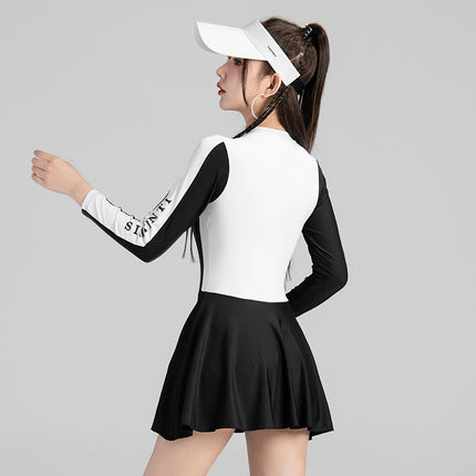 New Long-sleeved Swimsuit Women's Belly-covered Slim-fit Swimsuit Conservative Student Diving Suit Long-sleeved Swimsuit Sport Swimsuit