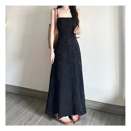 Black Strap Floral dress Children's Summer 2025 New Pear-Shaped Figure French Style Long Dress