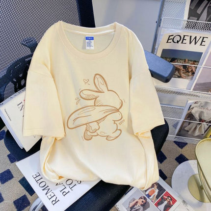 Cross-border Women's 2025 Summer New Cotton Short-sleeved T-shirt Women's Korean-style Fashionable Loose All-match Fashionable Brand Top for Women