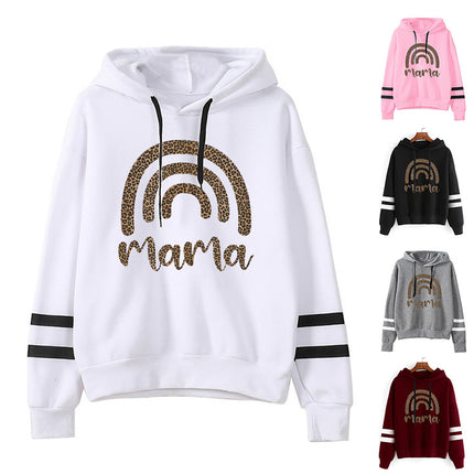 Amazon AliExpress ebay cross-border rainbow leopard print mama print parallel bars hoodie women's autumn and winter