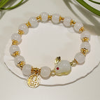 E11 white beads nafu jade rabbit bracelet