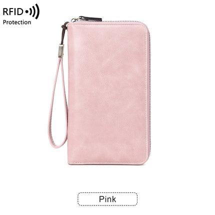 Cross-border New RFID Long Women's Wallet Retro Multi-card Zipper Wallet Simple Large Capacity Clutch