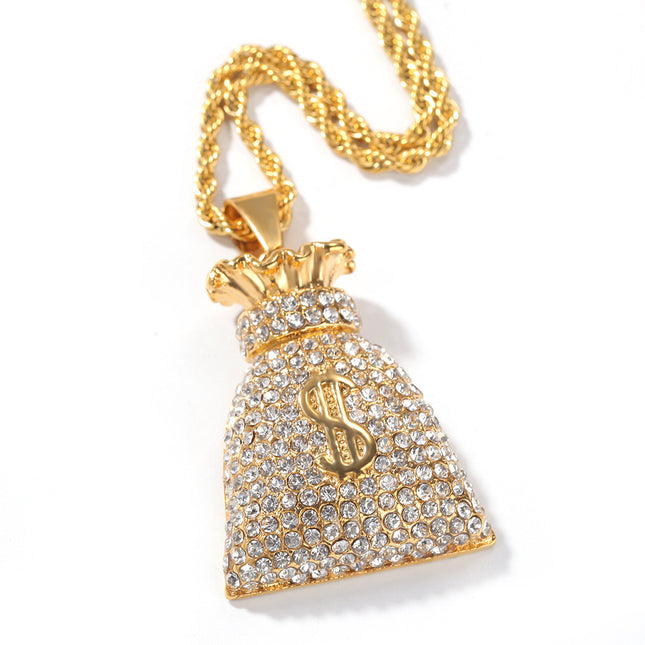 European and American Cross-border Hot Selling Stainless Steel Real Gold Electroplated Pouch Alphabetic Digital Hip Hop Trend Pendant Niche Jewelry
