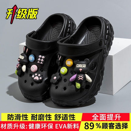 Violent Bear Children's Croc Shoes Summer Boys' Non-Slip Soft Sole Girls' Bathing Beach Shoes Baotou Parent-Child Sandals and Slippers