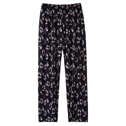 Cross-Border Popular Summer Women's Ice Silk Pants for Middle-Aged and Elderly, Loose Casual Home Pants, Elastic Plus-Size Pants for Square Dancing
