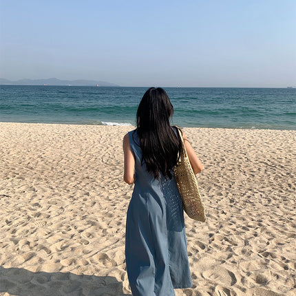 Huang Zheng Sleeveless Slim-fit Pocket dress with Mobile Phone Bag Women's 2025 Summer Elegant 520328