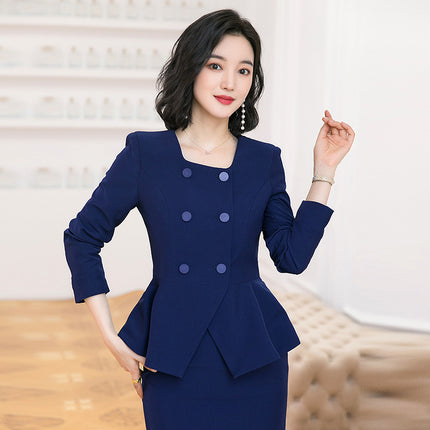 Professional Women's suit Women's Red Formwork Stewardess Uniform Hotel Front Desk Manager Suit Dress Autumn and Winter
