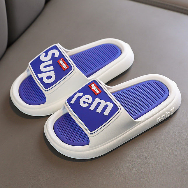Letter sup drooping home slippers men's and women's summer indoor non-slip deodorant soft bottom Bath sandals