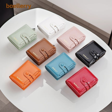 Baellerry New K-Style Cross-Border Oil Wax Leather Multi-Card Slot Buckle Wallet Zipper Women's Short Coin Purse