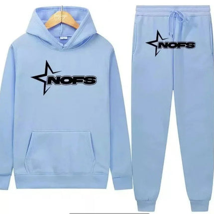 Y2K New Long Sleeve Noes Hoodie Suit Sweatshirt Two-Piece Punk Band Rock Clothing Streetwear