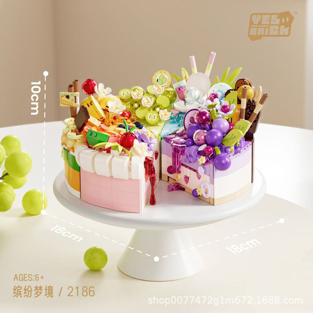 Bricks Also Birthday Cake Handmade Dessert Ornaments Compatible with Lego Cake Blocks Assembled Toys Children's Children's Day Gift