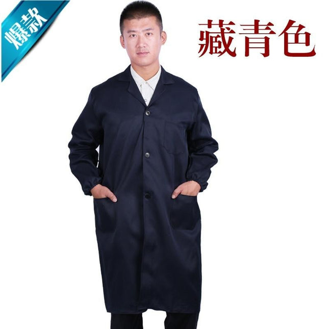 New blue gown long-sleeved work clothes men's and women's moving clothes blue camouflage work clothes robe white solid work clothes, made