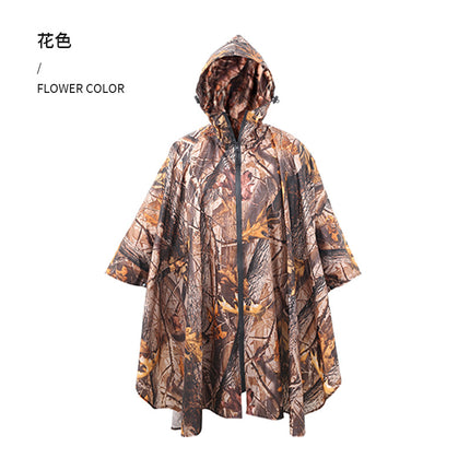 Ultra-thin outdoor cape raincoat adult zipper hiking mountaineering fishing camping poncho camouflage factory direct sales