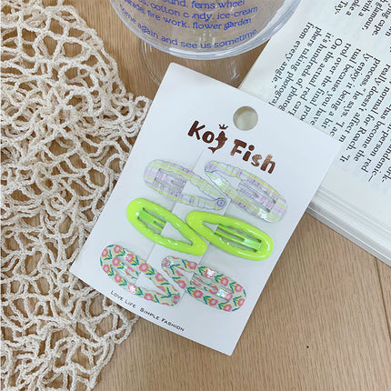 Korean Cute Wavy Water Drop Hairpin New Plaid Sweet Floral Bb Clip Girl Bangs Clip Side Clip Hair Accessories
