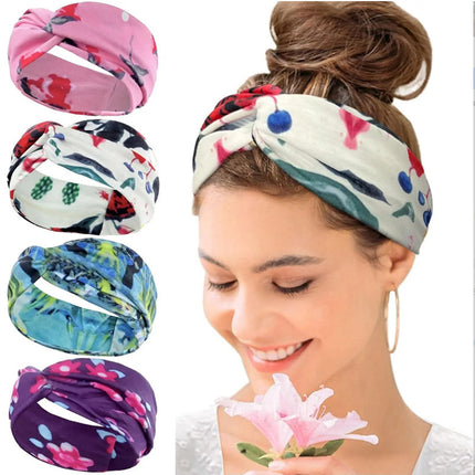 European and American Cashew Flower Hair Band Sports Running Bohemian Face Wash Makeup Hair Band Cross Wide Side Headband Women