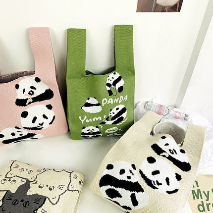 National Treasure Series Panda Knitted Bag Cute Tote Bag Panda Travel Souvenir 2023 New National Trend Bag