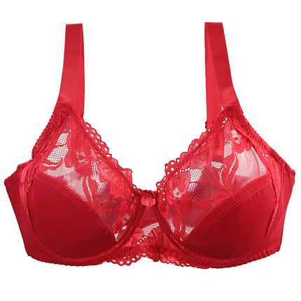 European and American plus size bra lace push up steel ring underwear cross-border adjustable big chest small breast bra