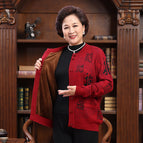 Burgundy round neck women's three-color blessing pocket plus velvet / S
