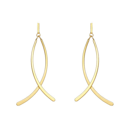 Under the banyan tree S925 silver cold wind cross temperament long earrings women's fashion niche design earrings new fashion