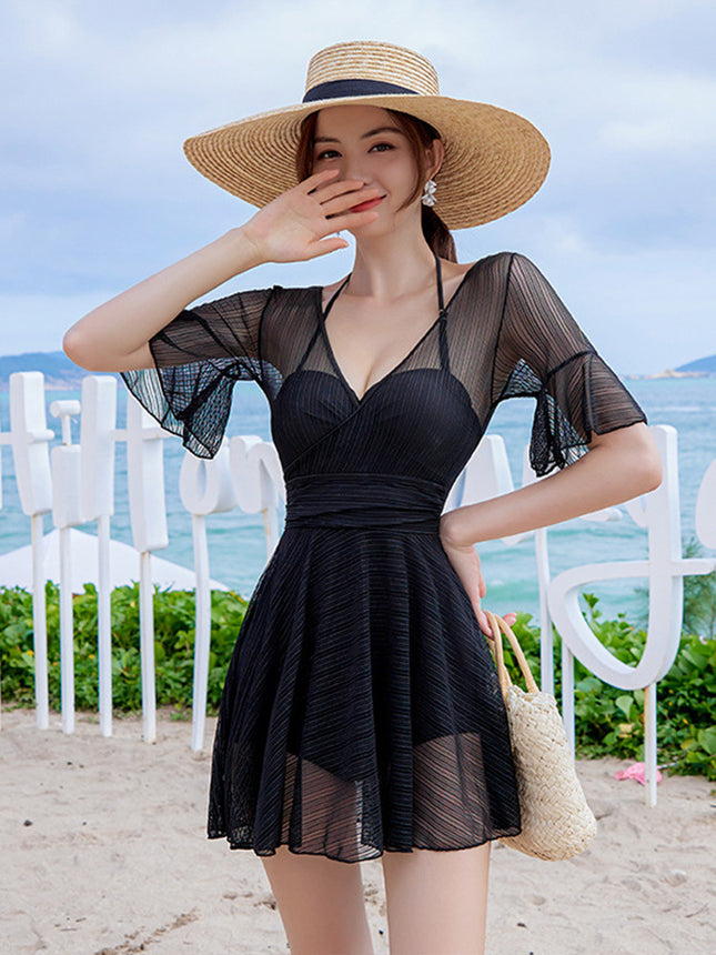Women's Swimsuit 2026 New Summer Skirt-Style One-Piece Conservative Slimming Tummy-Covering Underwire High-End Sexy Hot Spring Bathing Suit