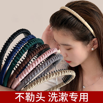 New Trendy Headband for Women, Popular on Social Media, Forehead Bangs and Stray Hair Organizer, Non-Slip with Teeth, Hair Tie for Washing Face