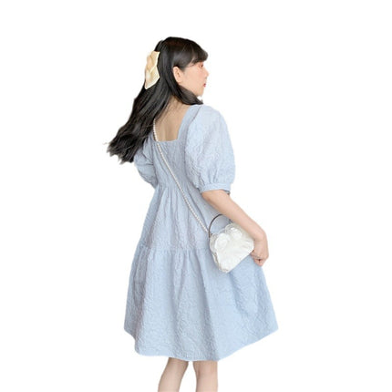 Cream Puff Dress 2022 Summer New Girl Puff Sleeve Waist White First Love Elegant Dress Goddess Style