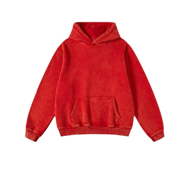 European and American Autumn and Winter 350g Heavy Velvet Washed Retro Hooded Sweatshirt Loose Trendy Brand Men's and Women's Same Style Jacket Hoodie