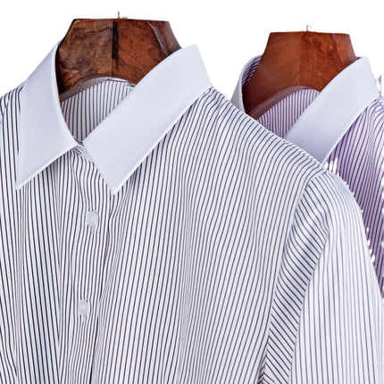 Striped Shirt Women's Short-sleeved Business Workwear Men's and Women's Business Wear Shirt Black Office White-collar Work Clothes suit