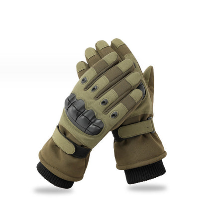 Tactical cycling training ski gloves outdoor mountaineering touch screen non-slip wear-resistant winter full finger fleece-lined warm gloves
