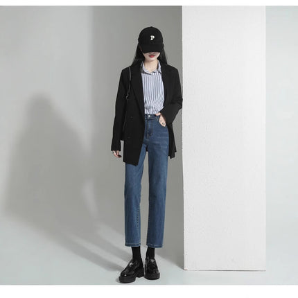 Small Slim-fit Slim-fit Skinny Jeans Female Student New Fashionable Ins All-match Straight Pipe Pants