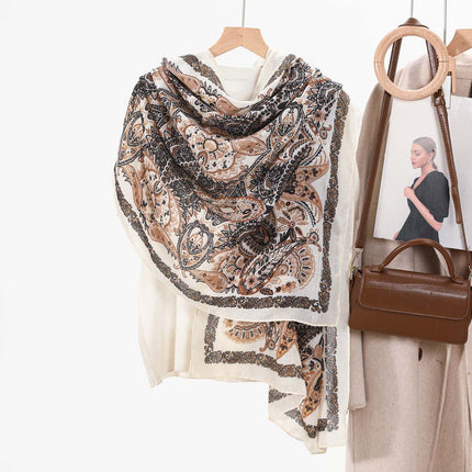 Spot European and American Fashion Women's Large Size Cotton and Linen Scarves Korean Fashion Spring and Summer Scarves Sun Protection Beach Towels Dropshipping