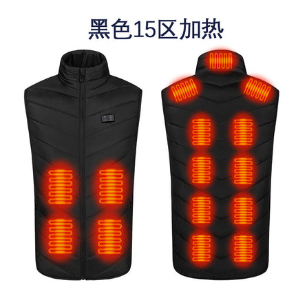 Factory Direct Sales Cross-Border New Smart Heating Vest Winter Constant Temperature Electric Heating Cotton Clothing Casual Stand-Up Collar Warm for Men and Women