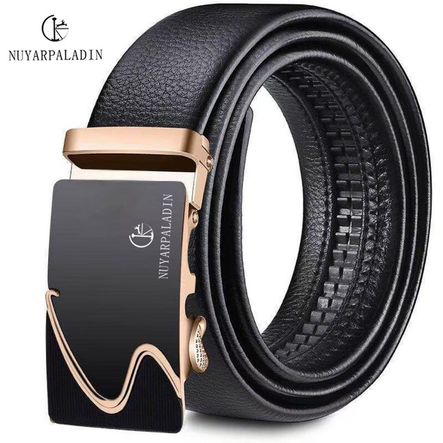 Authentic Leather Belt for Men, Automatic Buckle, Casual Business Trendy New Versatile Belt for Young and Middle-Aged Men