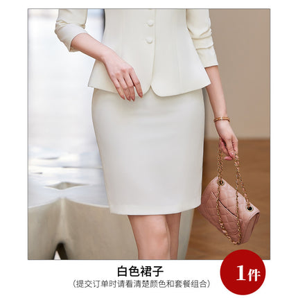 Blue suit women's suit 2024 new autumn high-end work clothes jewelry shop beautician hotel front desk work clothes