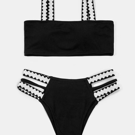 Billion Swimming 2024 New Black and White Bikini Bikini European and American Split suit Swimsuit Women's Bikini Swimsuit Cross-border