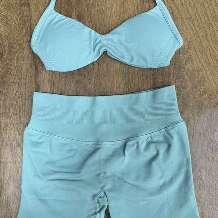 suit DF Amazon Explosions Shorts Small Bra High Elastic Superfine Extinction Nylon Hanging Neck Beauty Back Sports Vest